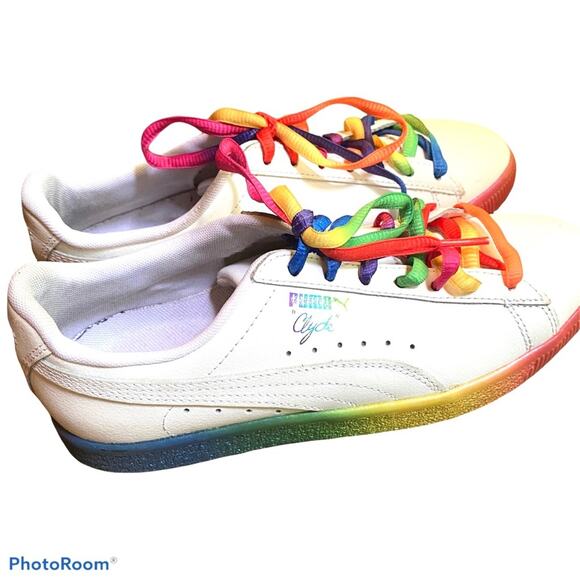 Puma Clyde Pride Shoes Mens sz 6 Rainbow Casual Sneakers LGBTQ 365742-01 - Picture 3 of 13